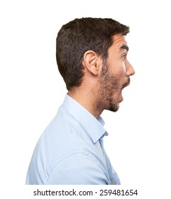 Close Up Of A Surprised Young Man In Profile