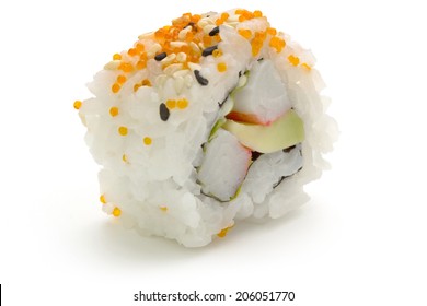 Close Up Of Sushi (california Roll) Isolated On White Background