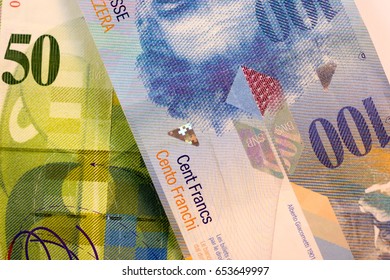 Close up Swiss francs currency note CHF 