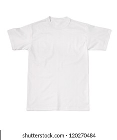 Close Up Of  A T Shirt On White Background With Clipping Path