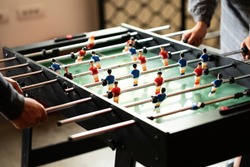 Close Up Of Table Football Soccer Game.