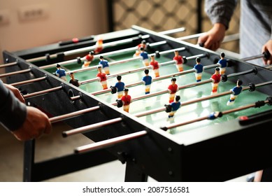 Close Up Of Table Football Soccer Game.