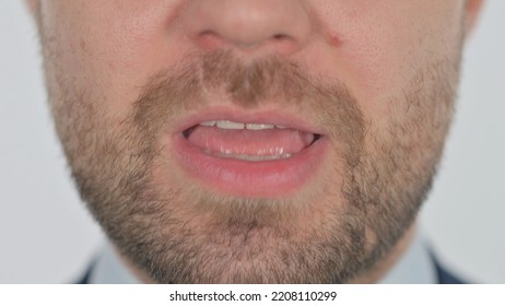 Close Up Of Talking Lips On White Background