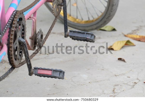 Close Tandem Bicycle Chain Ring Pedal Stock Photo Edit Now 750680329