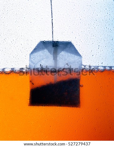 Close up of Teabag in cup in tea