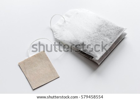 Close up teabag on white background mock-up