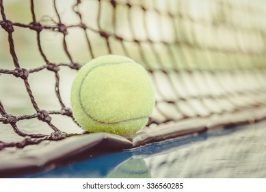 close up of tennis ball on a court