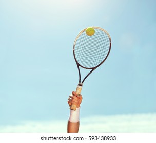 Close up of tennis racket 