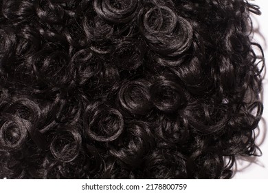 The Close Up Of The Texture Of The Big Curls Of The Afro Curly Hair Isolated On The White Background