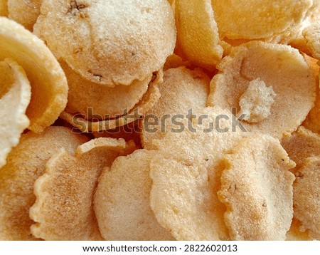 Close Up Texture of Crispy Fried Indonesian Crackers Krupuk