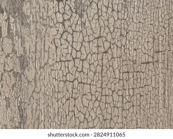 Close up texture of light beige weathered wood featuring fine dark crackle lines, rustic crazing, and a distressed aged finish.