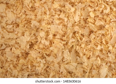 Close Up Texture Of Pine Wood Shavings, Used As Pet Litter.