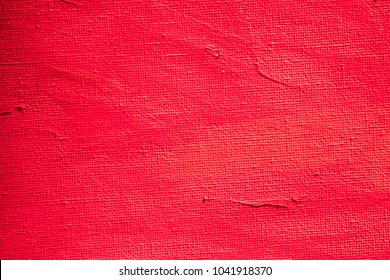 Close Up Texture Red Color Paint On  Canvas Brush Marks Stroke For Paper Graphic Design On Background 