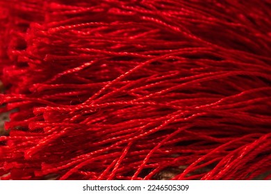 close up texture red wires fabric wool    macro 