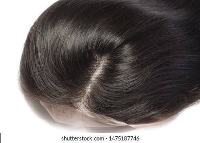 Close Up Texture Of Short Straight Black Human Hair Lace Weaves  Bob Wigs