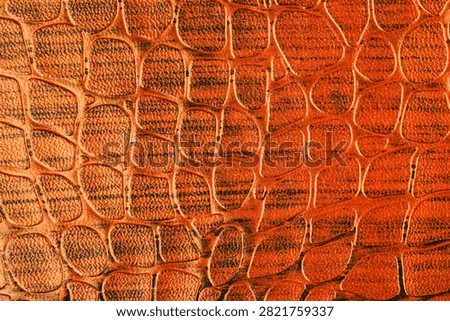 Close up of textured orange material with repeating scales.