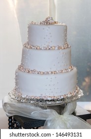 Close Up Of A Tiered Wedding Cake