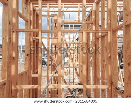 Close up of a timber stud wall frame