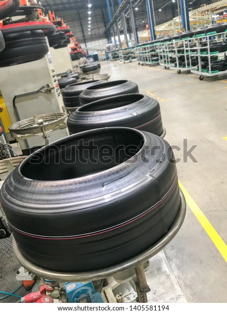 close up of tire at tire\
factory