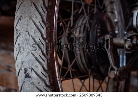 Similar – Image, Stock Photo Retro motorbike on platform lift in workshop