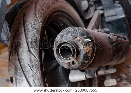 Similar – Image, Stock Photo Retro motorbike on platform lift in workshop