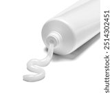 close up of  a toothpaste or beauty cream tube on white background