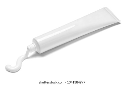 Close Up Of  A Toothpaste Or Beauty Cream Tube On White Background