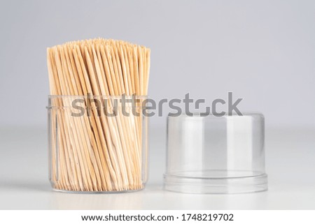 Close up toothpicks on white background.