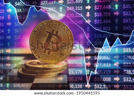 Close up of top important cryptocurrencies which dollar bank note in background. which including of Bitcoin, Ethereum, Xrp, Dash, Btc and Ripple coin. Business and financial as concept.