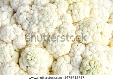 close up top view flat lay of cauliflower 