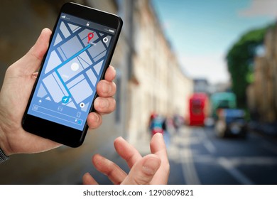 Close Tourist Using Gps Map Navigation Stock Photo 1290809821 ...