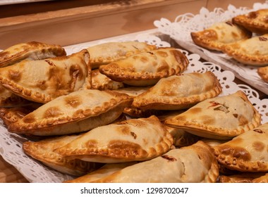 Close Up Of Traditional Fried Spanish And Argentine Empanadas At A Street Food Market In Spain