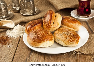 Close Up Of Traditional Turkish Pastry Pogaca