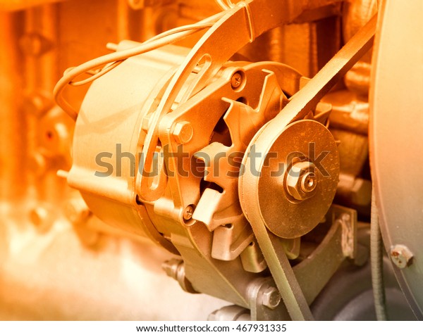 Close up of
transmission belt on car
engine