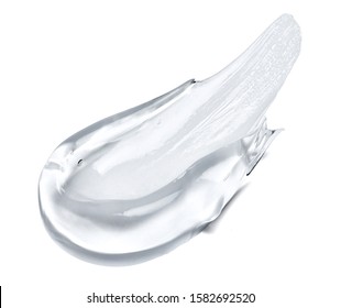 Close Up Of  A Transparent Gel Cream Sample On White Background