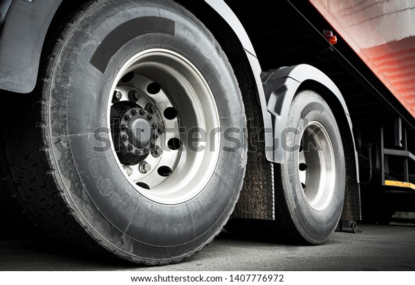 close up truck wheels and\
truck tire.