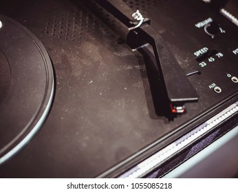 Close Up Turntable Tonearm Top Down View