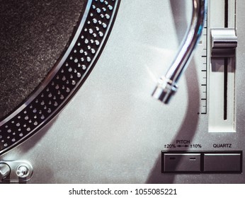 Close Up Turntable Tonearm Top Down View