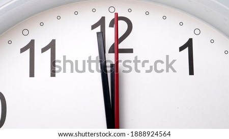 Close up Twelve o'clock, Second hand minute Walk, Time concept.