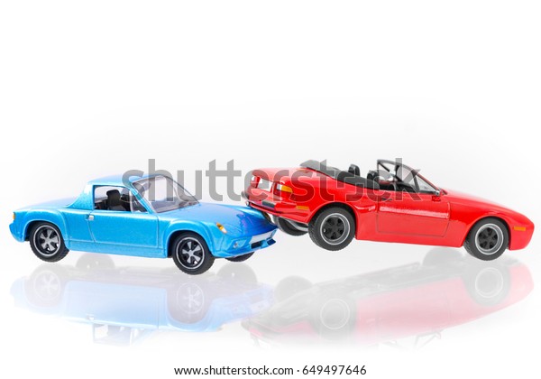 Close\
up two car accident scene, Car crash insurance. Travel, Transport\
and Accident concept. Isolated on white\
background.
