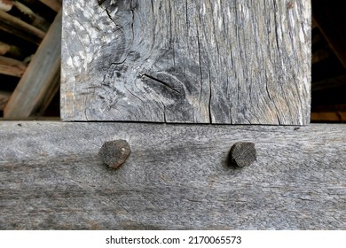 Close up of two oak beams joined together and fixed by wooden dowels
 - Shutterstock ID 2170065573