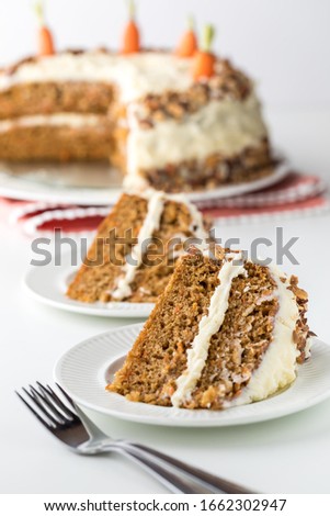 Image, Stock Photo Sweet carrot cake slice on a plate isolated