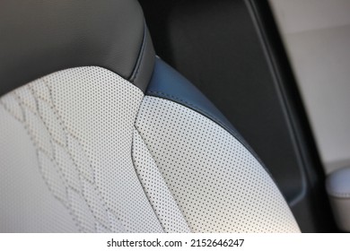 Close Up Of A Two Tone Luxury Car Seat