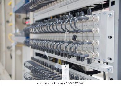 Close up U link use for E1 coaxial cable of Integrated Services Digital Network.