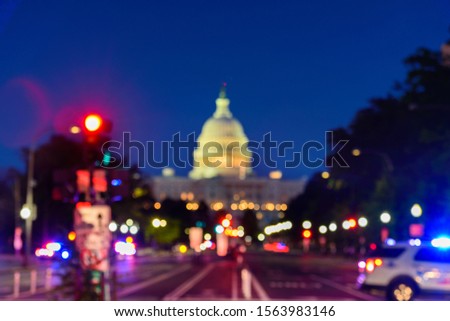Close up of The United States Capitol Building with Blurred Background, Washington DC
