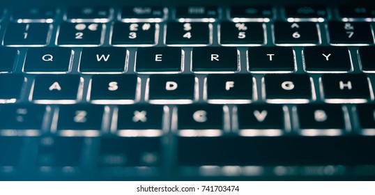 Close Up, Abstract Image Of A Laptop, Computer Keyboard.