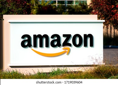 Close Up. Amazon Logo At Silicon Valley Technology Campus - Sunnyvale, California, USA - 2019