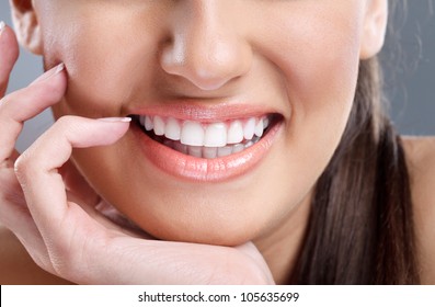 Close Up, Beautiful  Young Woman With Big Healthy Smile