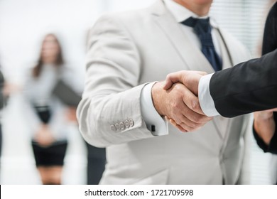 close up. business handshake on office background.