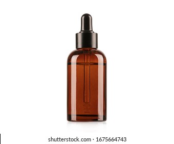 Close up, Dropper bottle Mock up for cosmetic skin care medical product Essential oil isolated on white background.